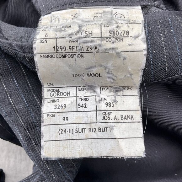 Jos A Bank Suit Men 40S/32Wx28L Gray Blue Pinstripe Signature Gordon Cuff Wool - Picture 11 of 16